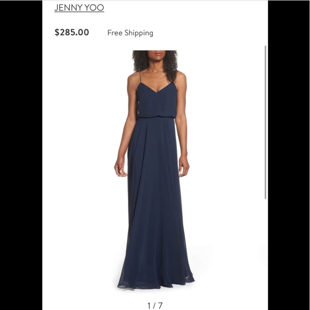 Jenny Yoo navy spaghetti strap dress